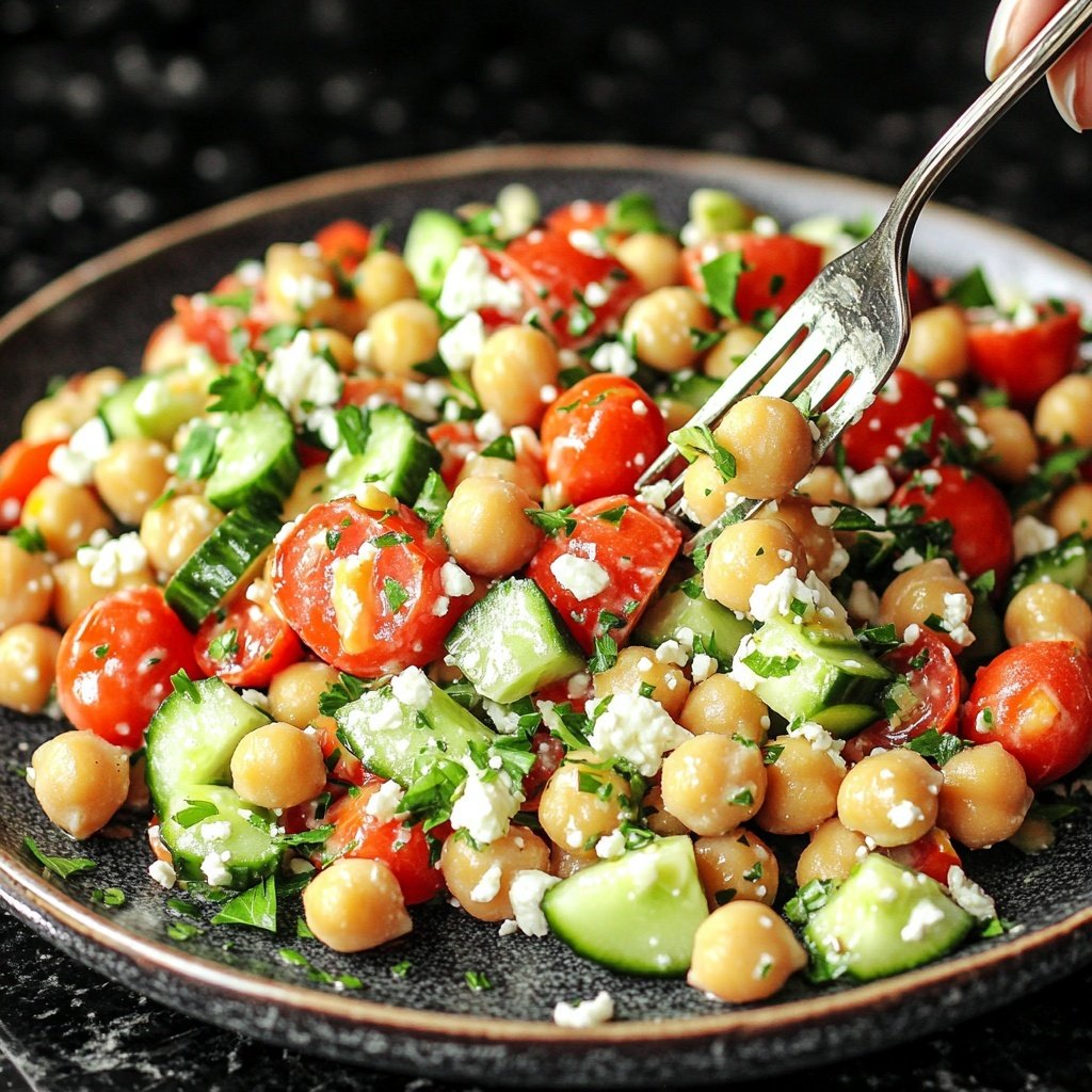 Healthy Mediterranean Chickpea Salad Lunch