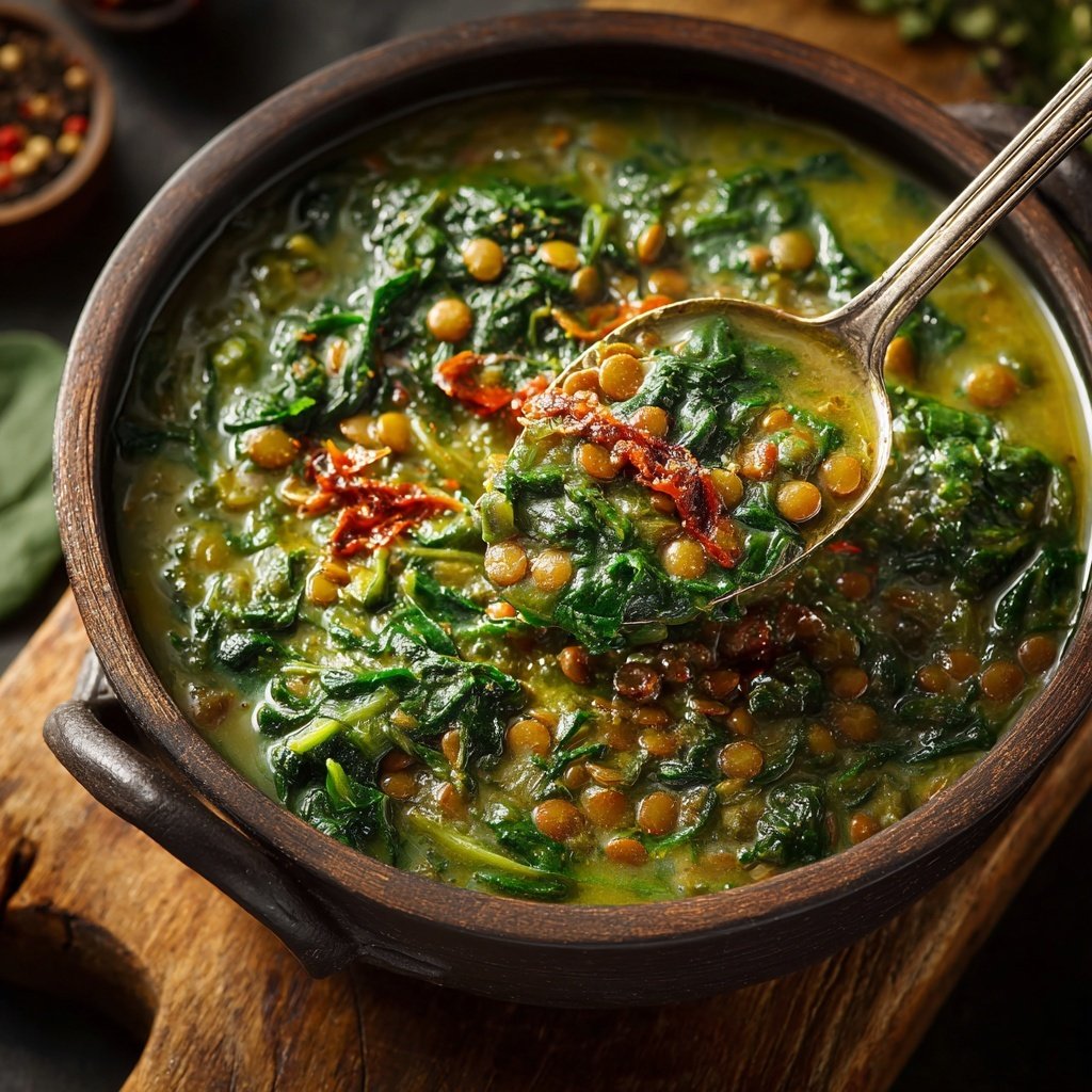 Healthy Crockpot Spinach Lentil Soup