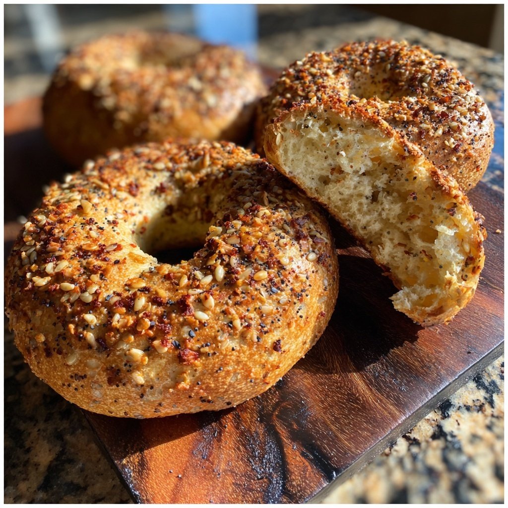Protein Bagels With Flax Seeds