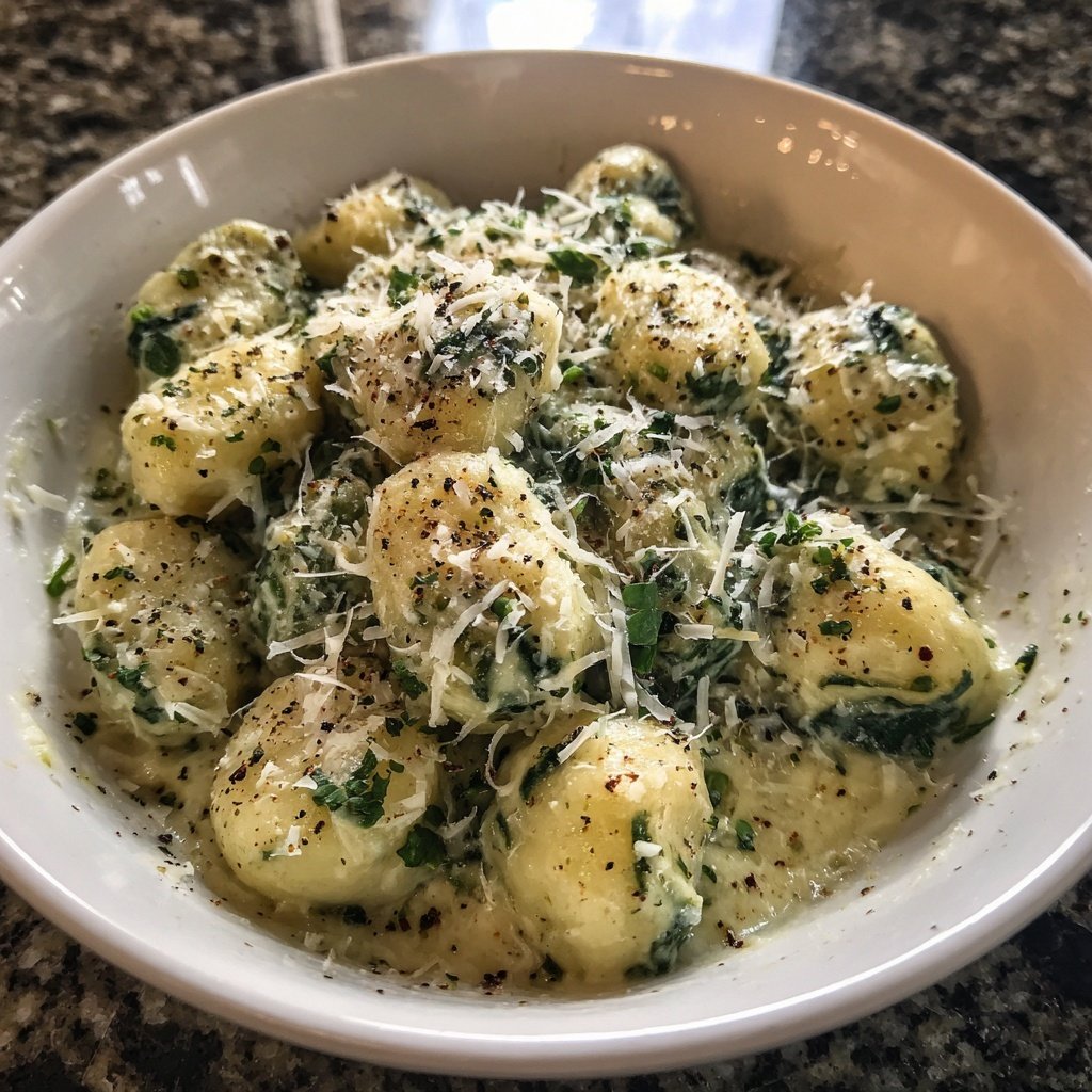 Valentine Dinner Creamy Spinach Gnocchi