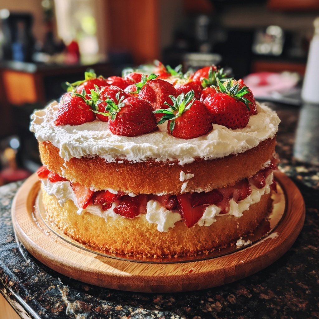 Spring Strawberry Vanilla Cake