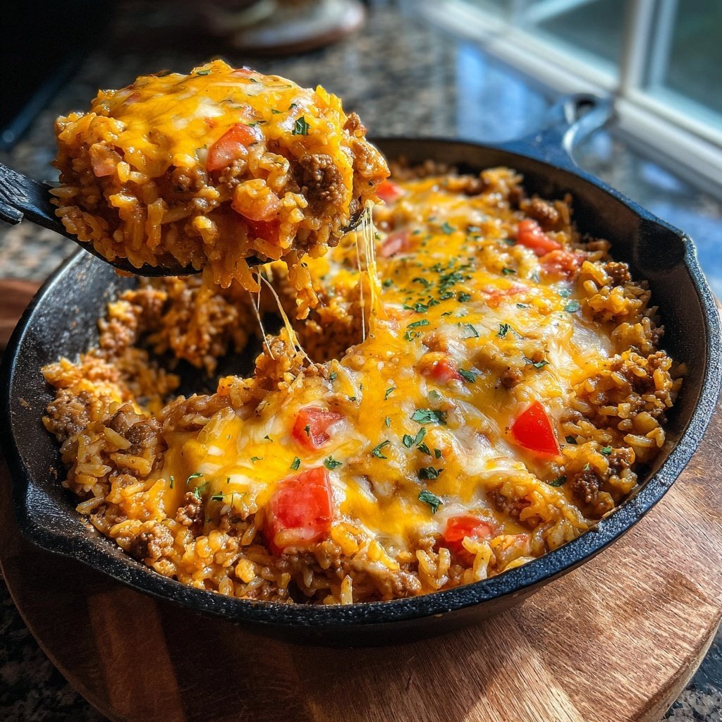 Ground Beef And Rice Comfort Skillet