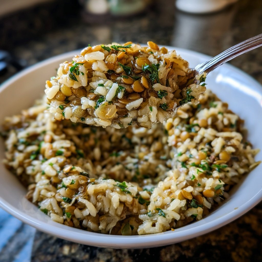 Creamy Garlic Lentil Rice