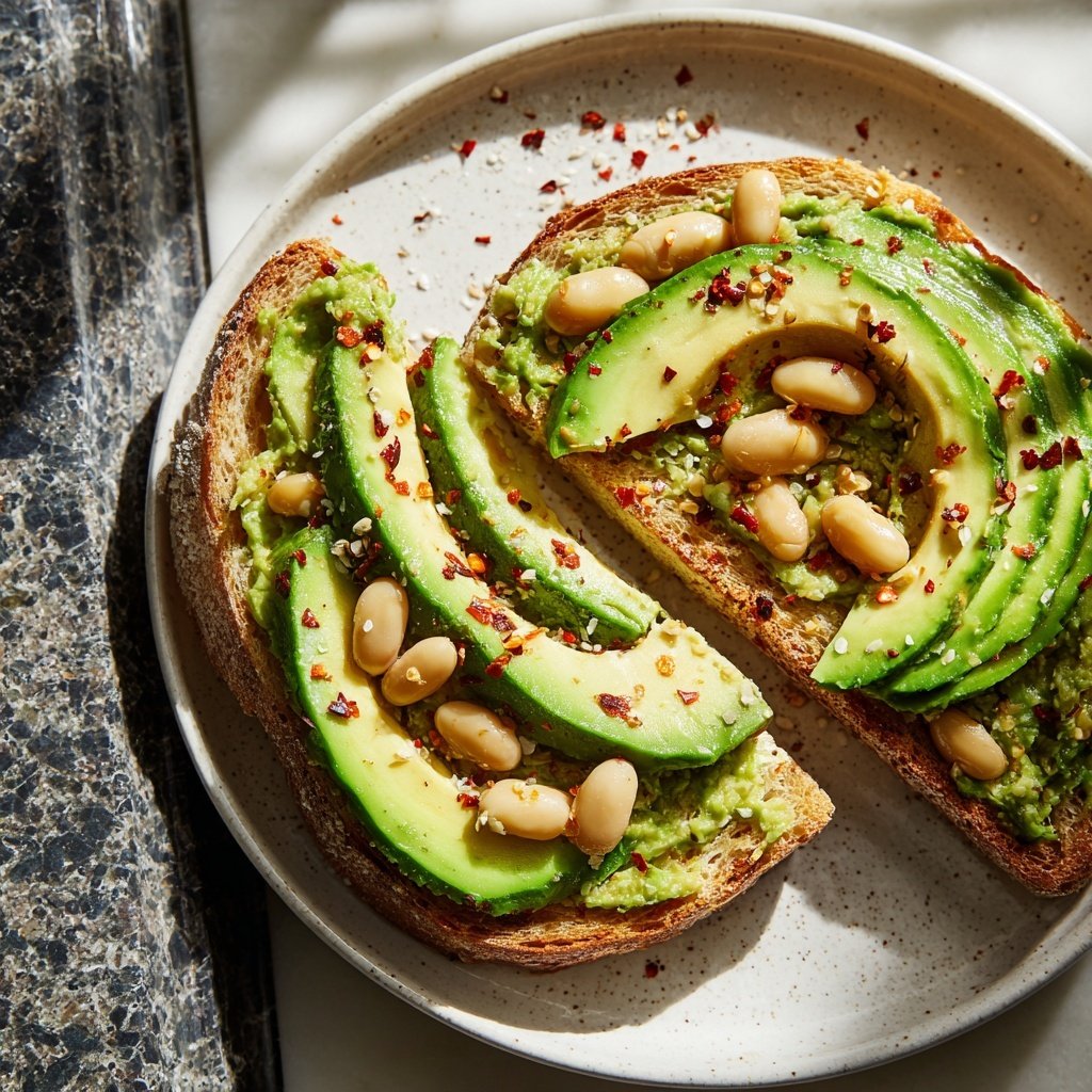 Healthy Lunch Avocado White Bean Toast