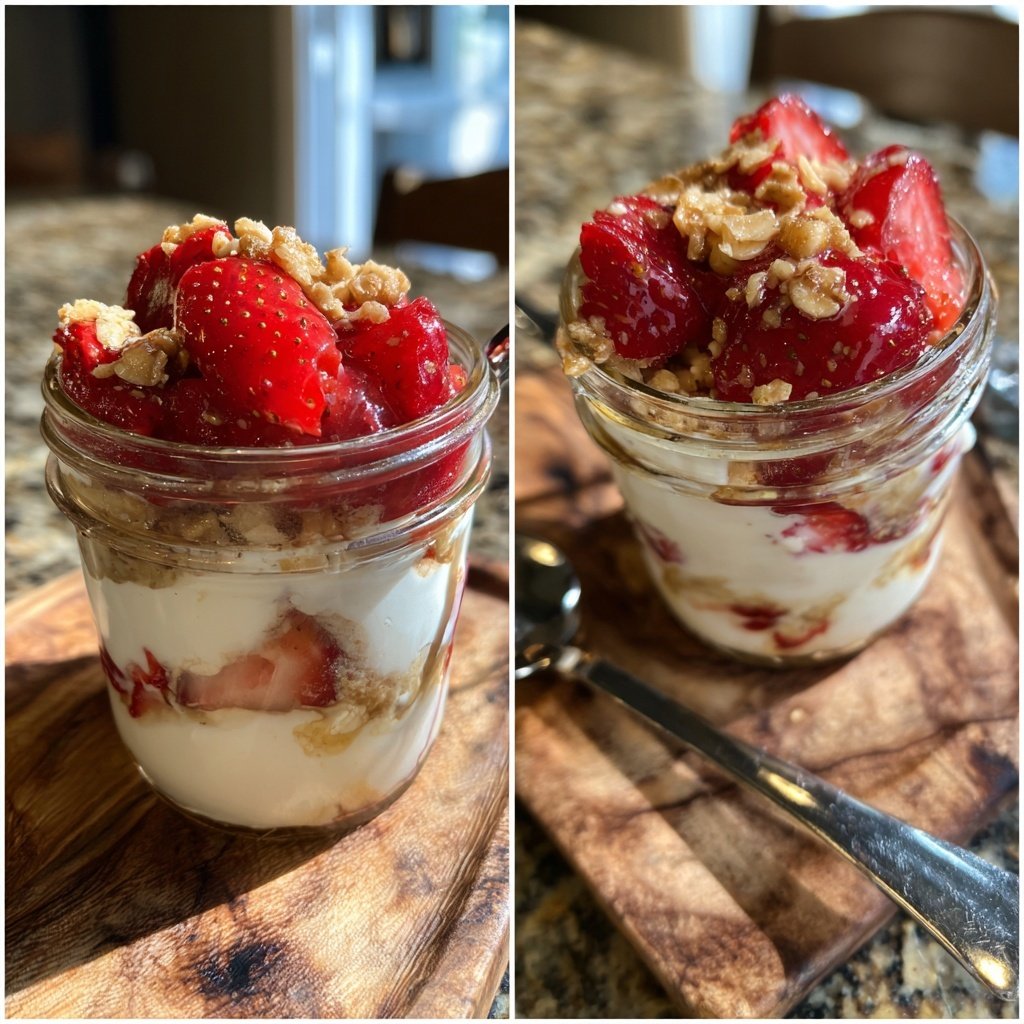 Strawberry Vanilla Yogurt Breakfast Jars