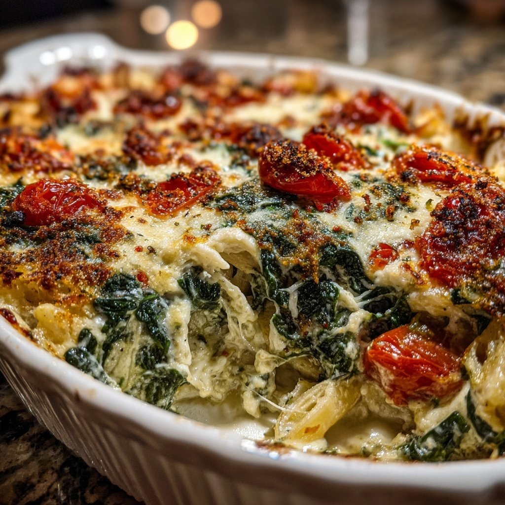 Sunday Creamy Spinach Tomato Bake