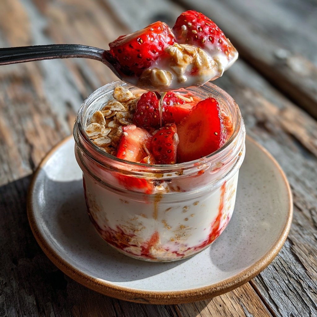 Strawberry Overnight Oats With Yogurt